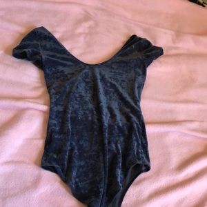 Velvet body suit scoop neck